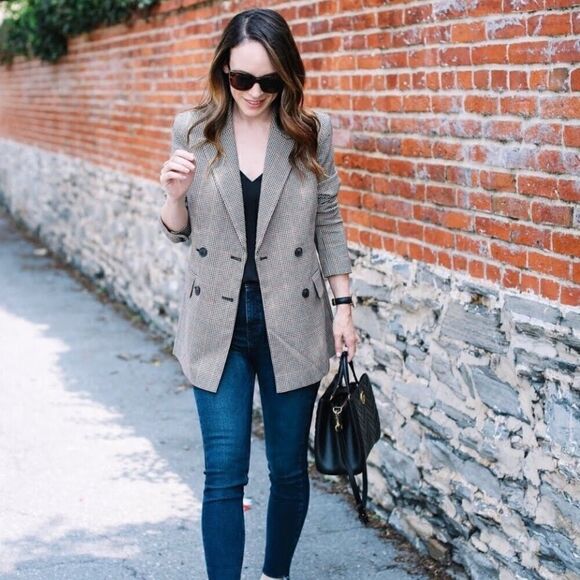 BOYFRIEND BLAZER JACKET DOUBLE BREASTED - TROUVE - SZ. M - Picture 3 of 9